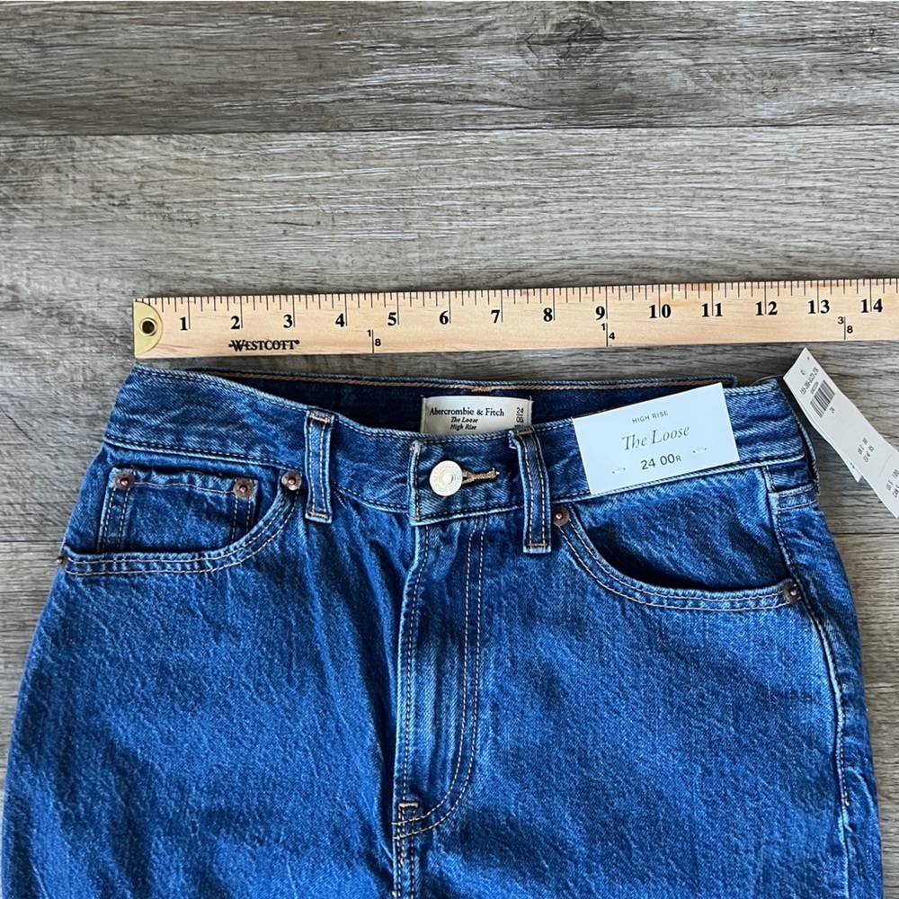 Abercrombie & Fitch The Loose High Rise Jeans Cuffed Dark Wash - Picture 3 of 6